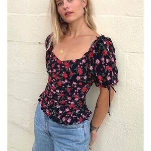 For Love and Lemons Tainted Floral Top, Med.